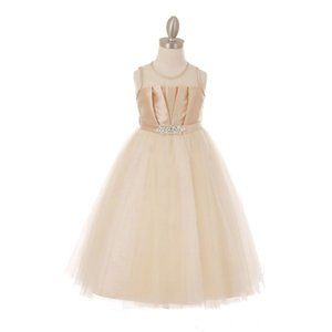 CINDERELLA COUTURE Elegant Illusion Neckline Satin Dress Multisizes 5076